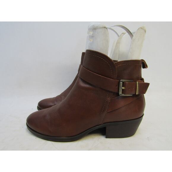 Vince Camuto Womens Size 7 M Brown Leather Buckle Zip Ankle Fashion Boots Bootie - Picture 1 of 11
